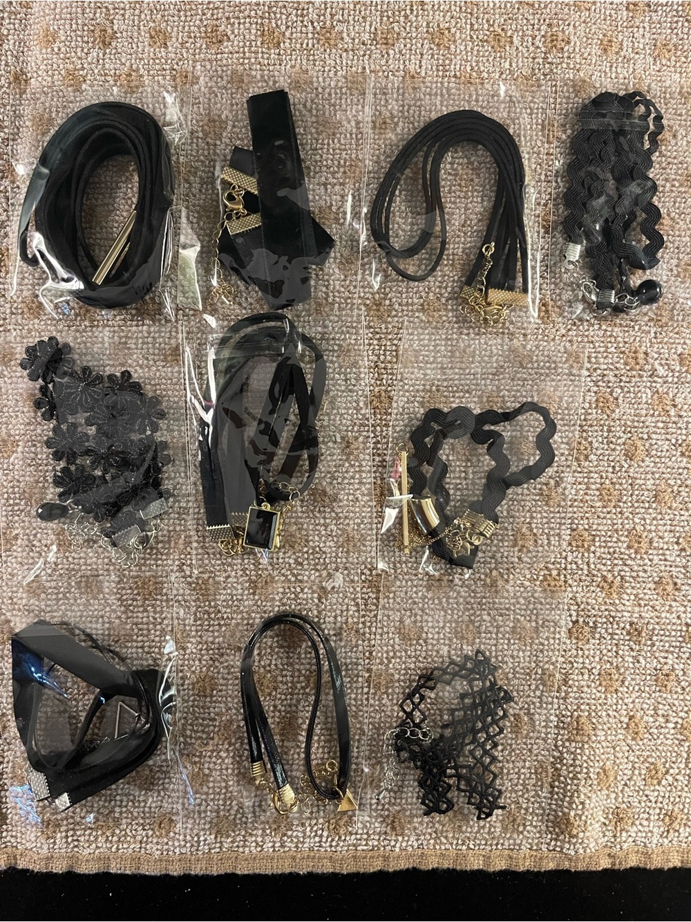 Black Women's choker Accessory Set with Gold Accents